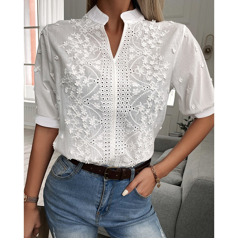 Laura l Elegante blouse met korte mouwen